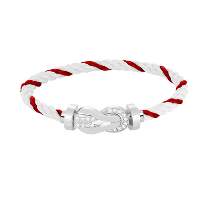 [Violet JW]CHANCE LARGE 8 FIGURE BUCKLE HALF DIAMOND BRACELET SILVER