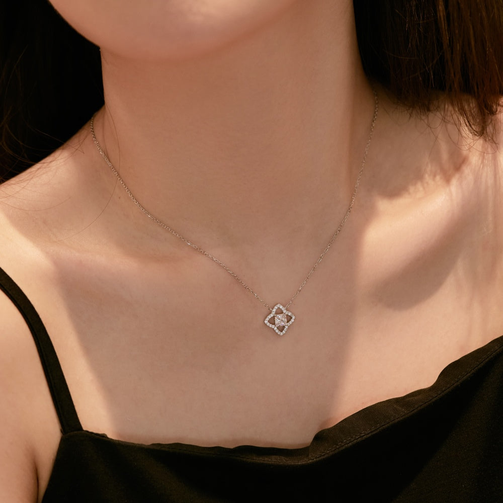 [Violet JW]Exquisite Flower Shape Princess Cut Necklace