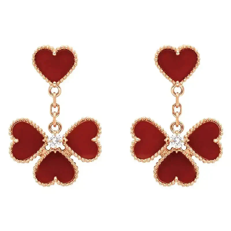 [Violet JW]SWEET CLOVER CARNELIAN EARRINGS