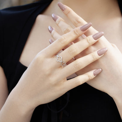 [Violet JW]Hollow Design Four-Leaf Clover Flower Shape Ring