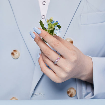 [Violet JW]Delicate Vibrant Emerald Cut Daily Ring
