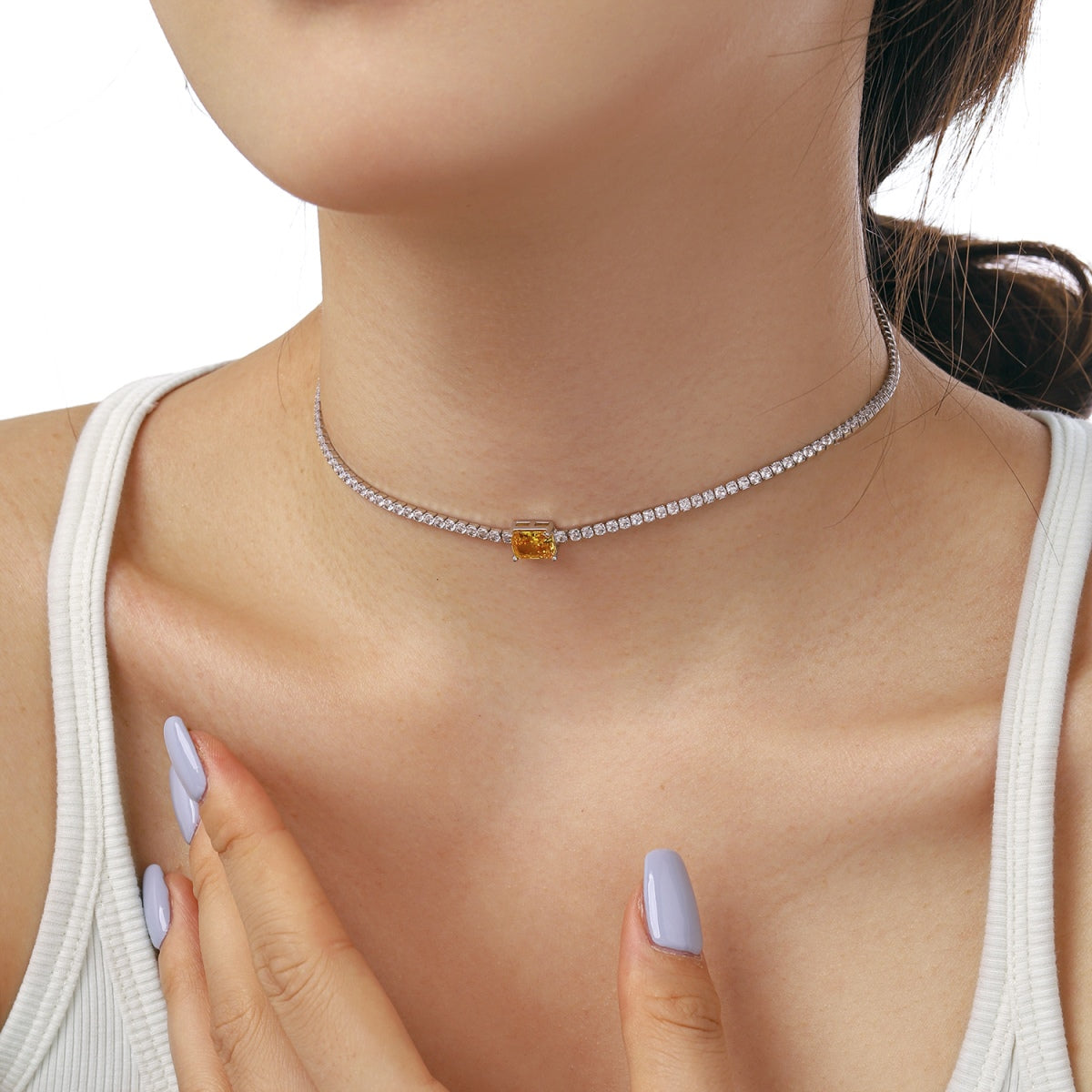 [Violet JW]2.0 carat Ornate Emerald Cut Necklace