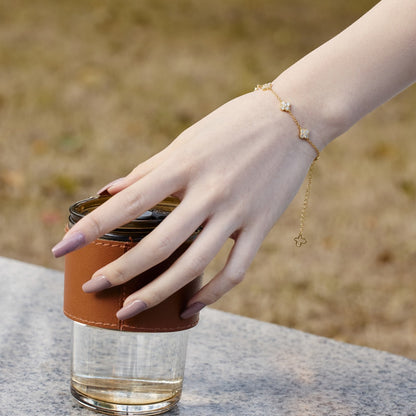 [Violet JW]Four-Leaf Clover Hollow Butterfly Bracelet
