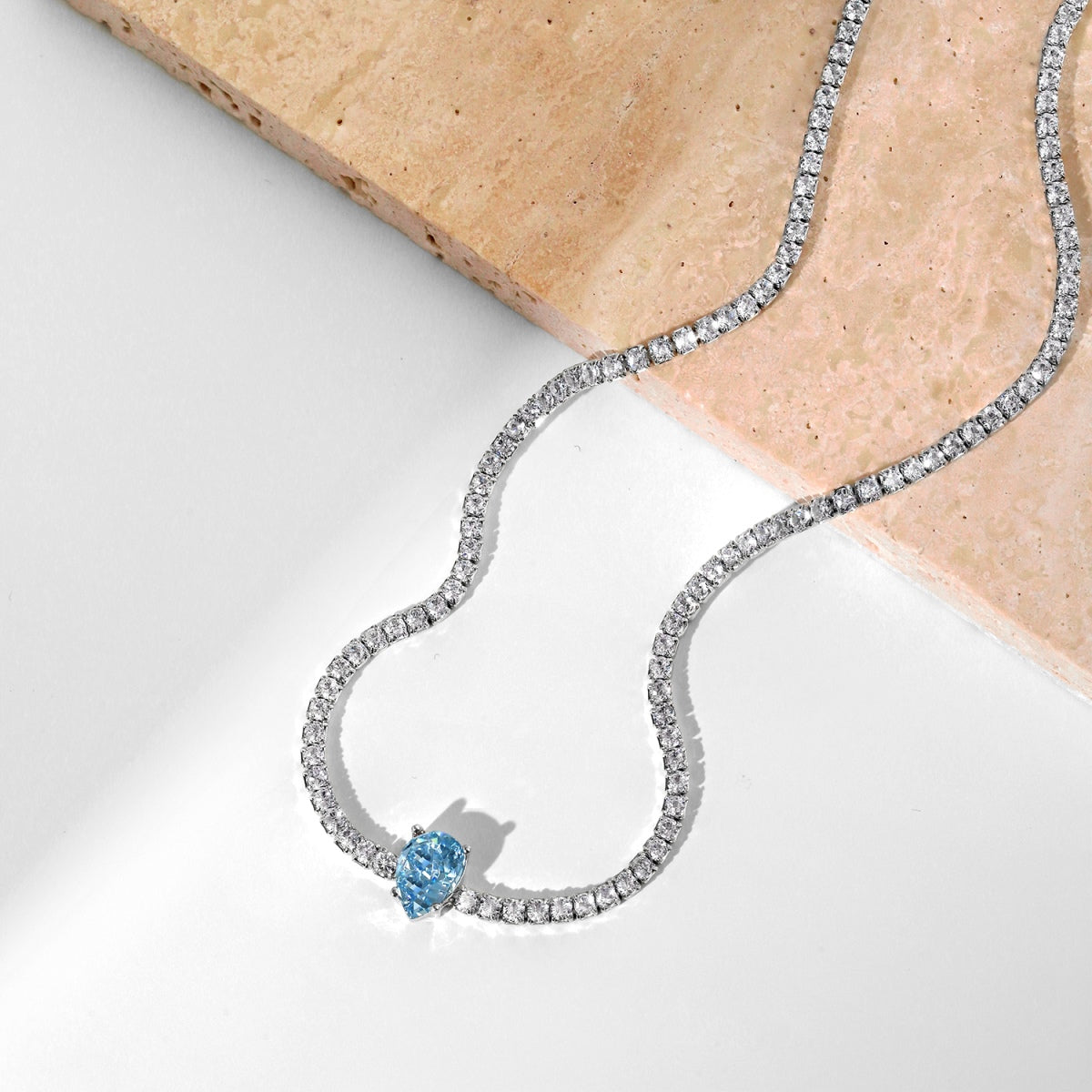 [Violet JW]1.0 carat Unique Pear Cut Tennis Necklace