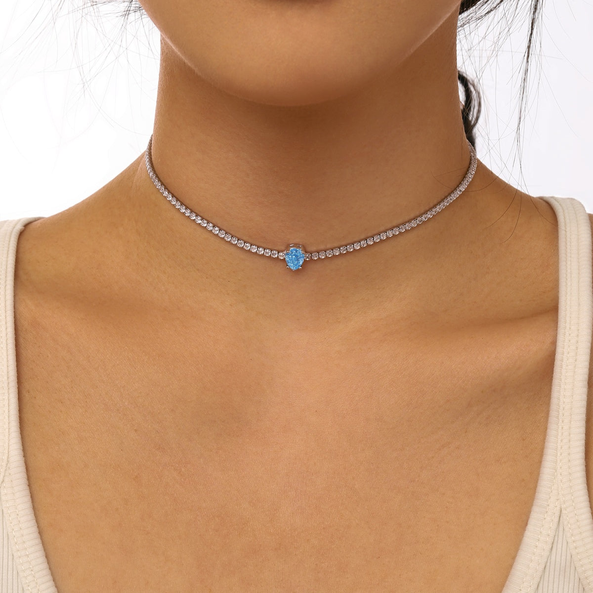 [Violet JW]1.0 carat Unique Pear Cut Tennis Necklace
