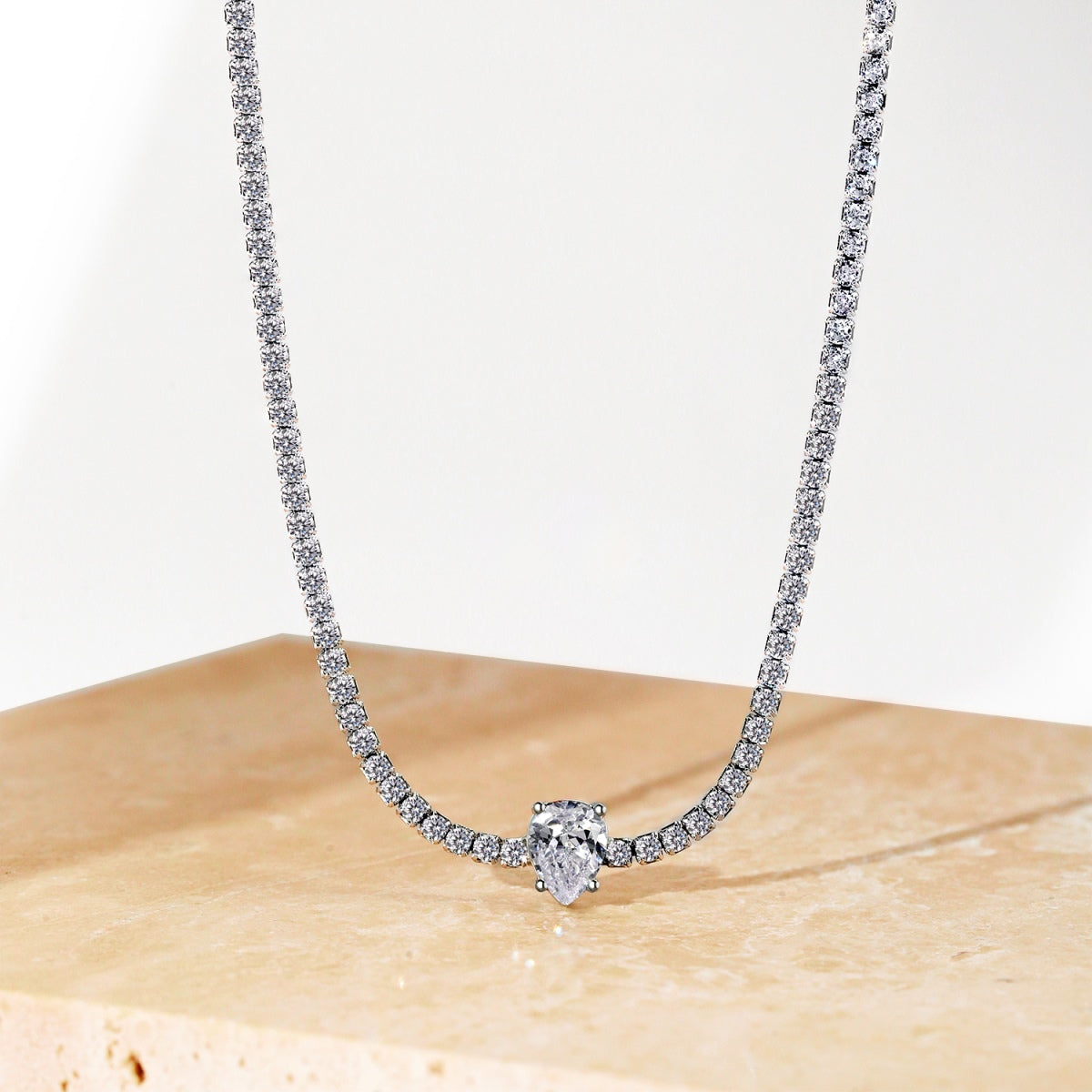 [Violet JW]1.0 carat Unique Pear Cut Tennis Necklace