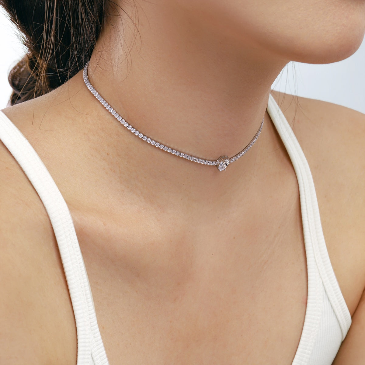 [Violet JW]1.0 carat Unique Pear Cut Tennis Necklace