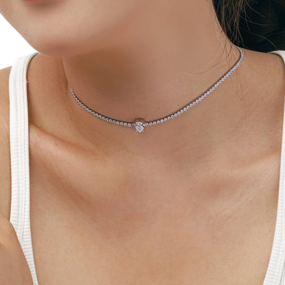 [Violet JW]1.0 carat Unique Pear Cut Tennis Necklace