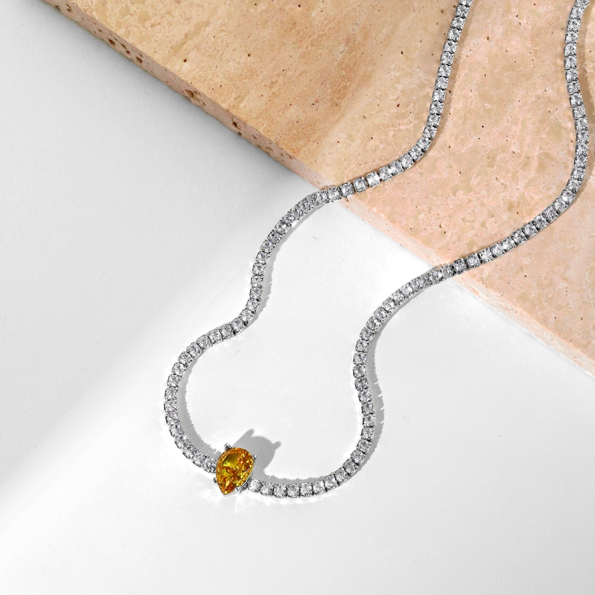 [Violet JW]1.0 carat Unique Pear Cut Tennis Necklace