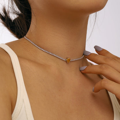 [Violet JW]1.0 carat Unique Pear Cut Tennis Necklace