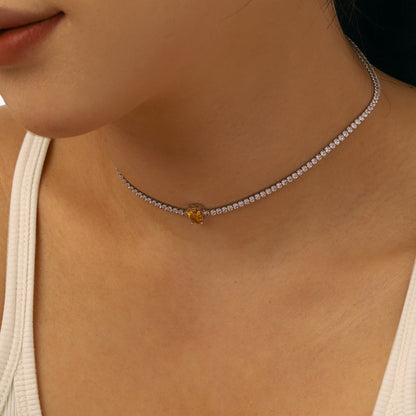 [Violet JW]1.0 carat Unique Pear Cut Tennis Necklace