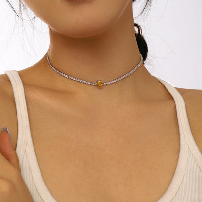 [Violet JW]1.0 carat Unique Pear Cut Tennis Necklace