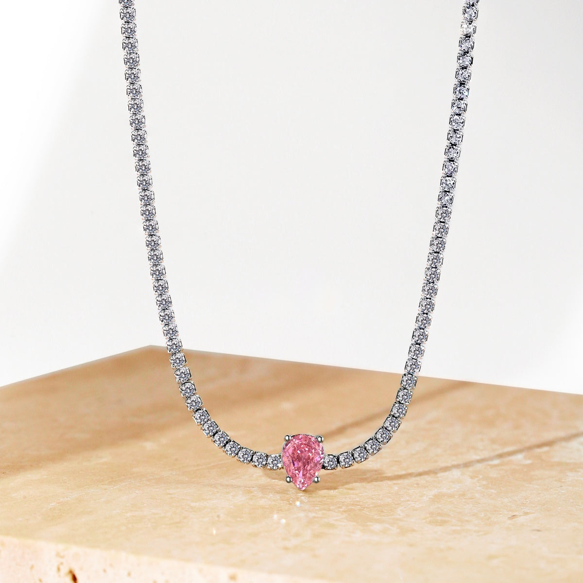 [Violet JW]1.0 carat Unique Pear Cut Tennis Necklace