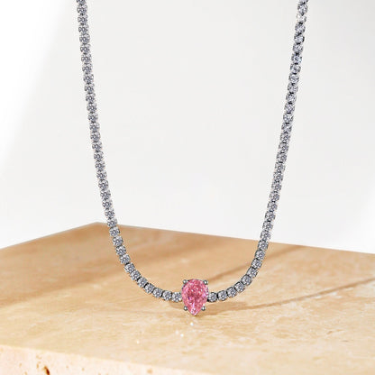 [Violet JW]1.0 carat Unique Pear Cut Tennis Necklace