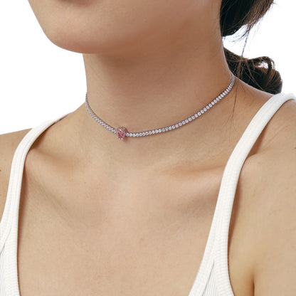 [Violet JW]1.0 carat Unique Pear Cut Tennis Necklace