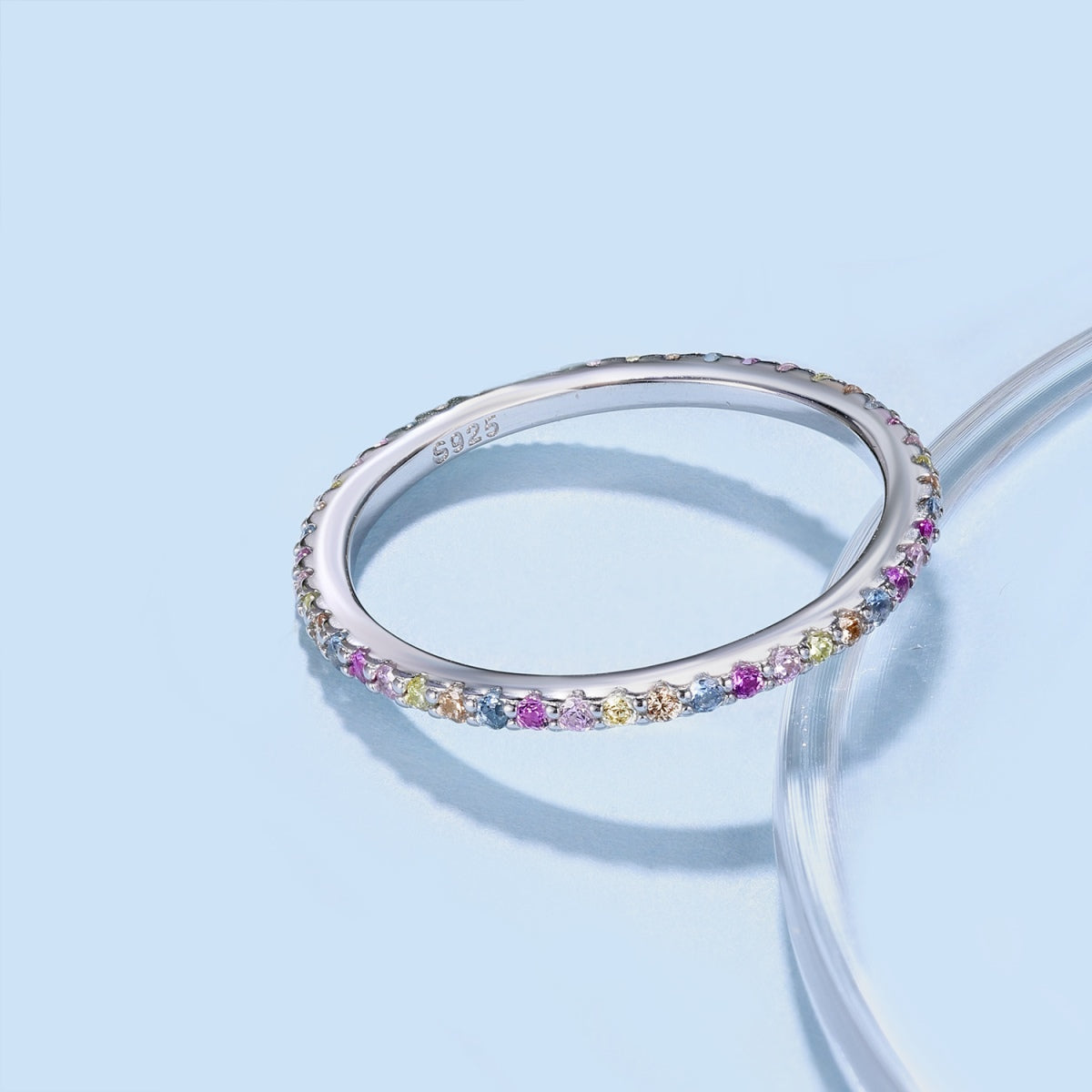 [Violet JW]Ornate Colorful Round Cut Tennis Ring