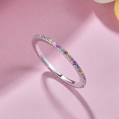 [Violet JW]Ornate Colorful Round Cut Tennis Ring