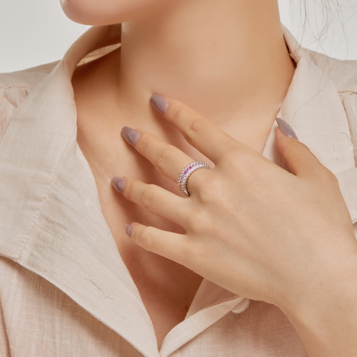 [Violet JW]Ornate Colorful Radiant Cut Daily Ring