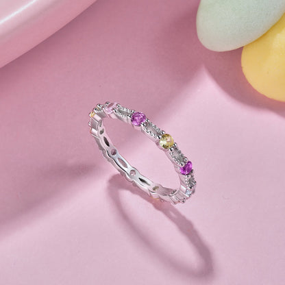 [Violet JW]Sparkling Colorful Round Cut Tennis Ring