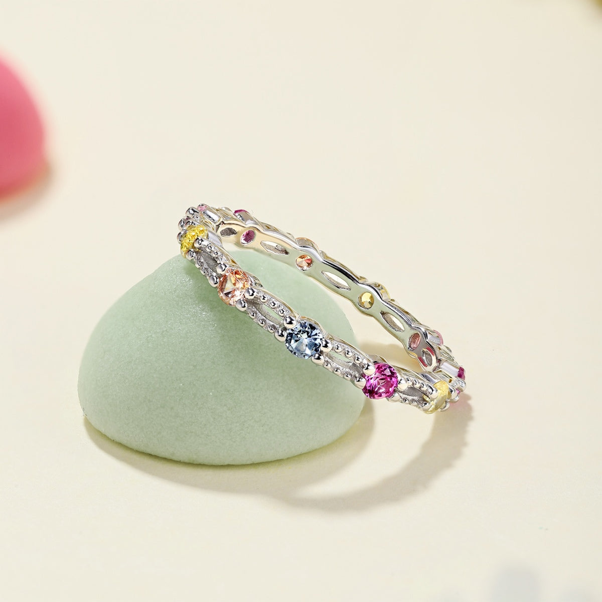 [Violet JW]Sparkling Colorful Round Cut Tennis Ring