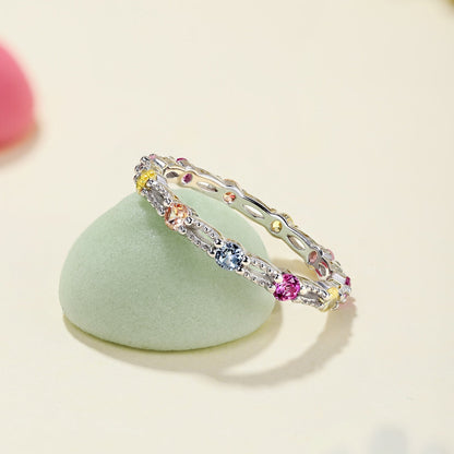 [Violet JW]Sparkling Colorful Round Cut Tennis Ring