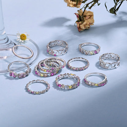 [Violet JW]Sparkling Colorful Round Cut Tennis Ring