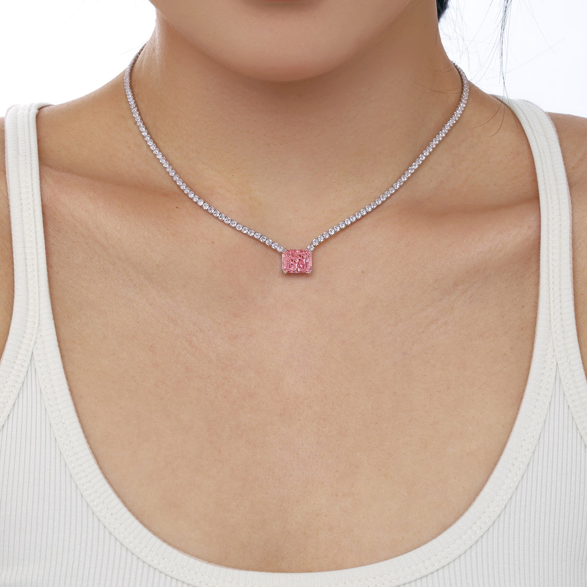 [Violet JW]4.0 Carat Elegant Radiant Cut Necklace