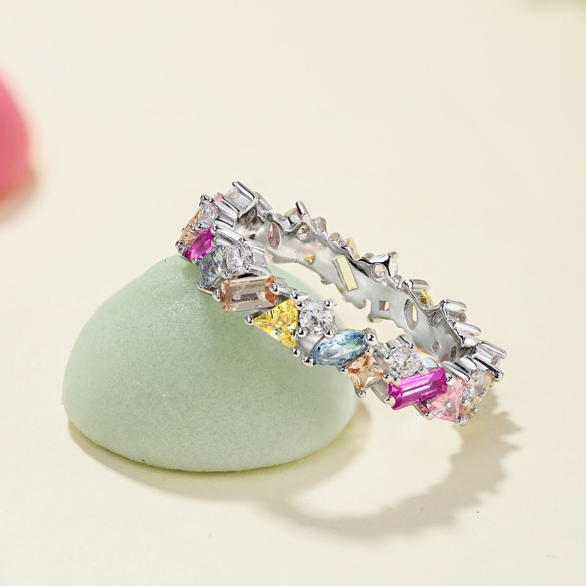[Violet JW]Dazzling Polychromatic Multi cut Daily Ring