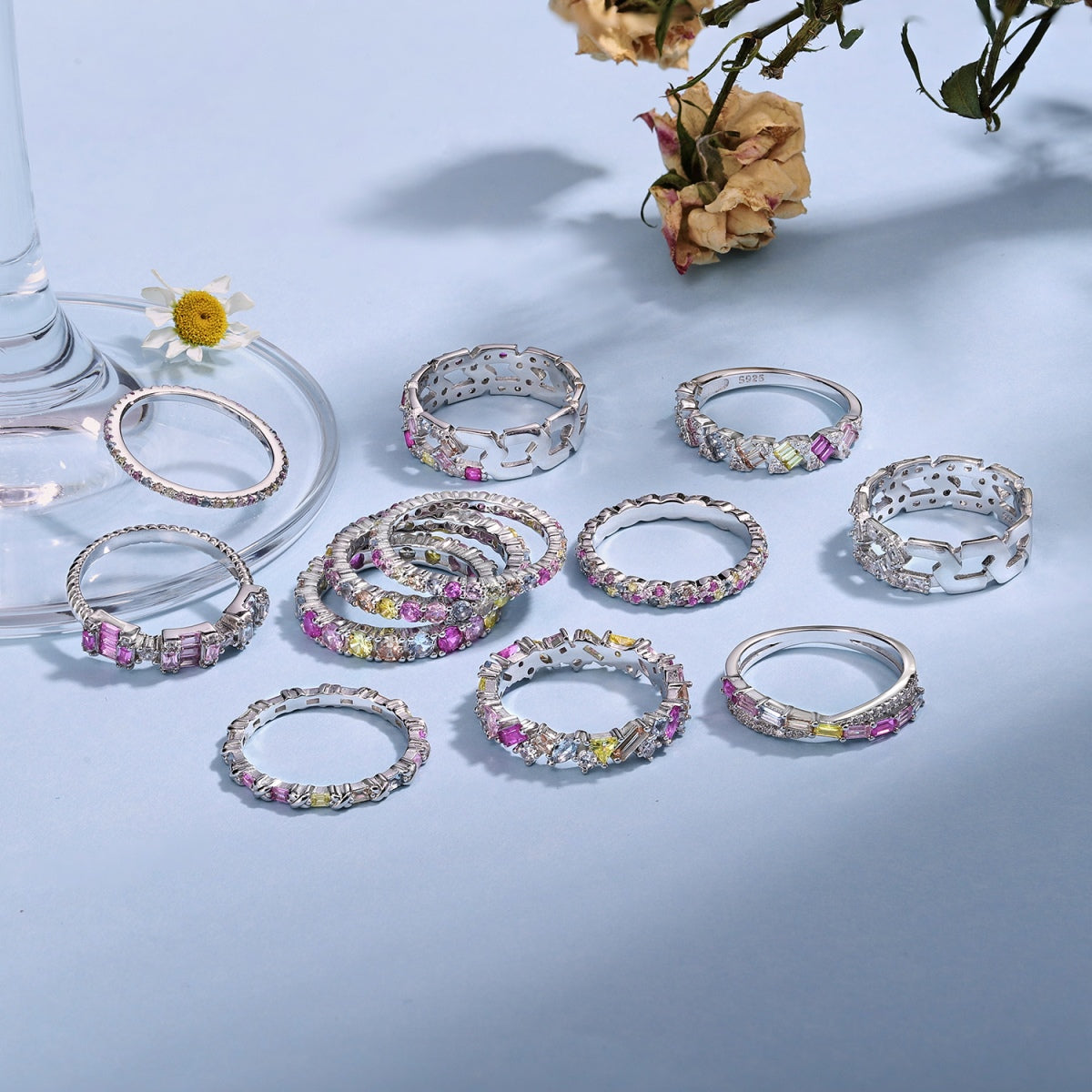 [Violet JW]Dazzling Polychromatic Multi cut Daily Ring
