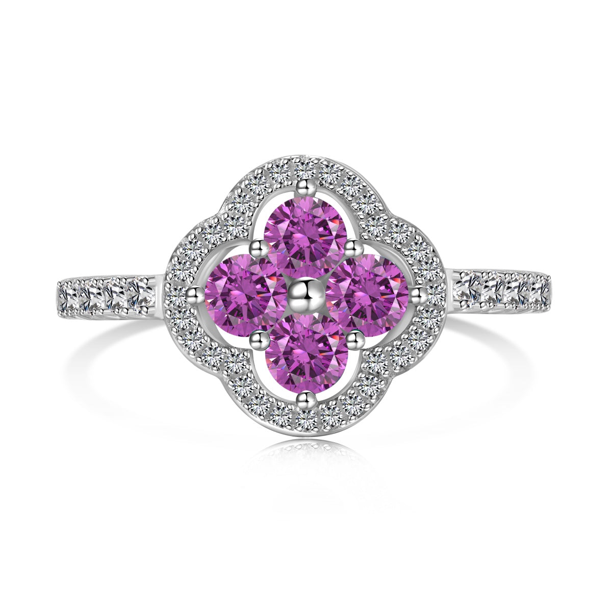 [Violet JW]Four Leaf Clover Flower Design Ring