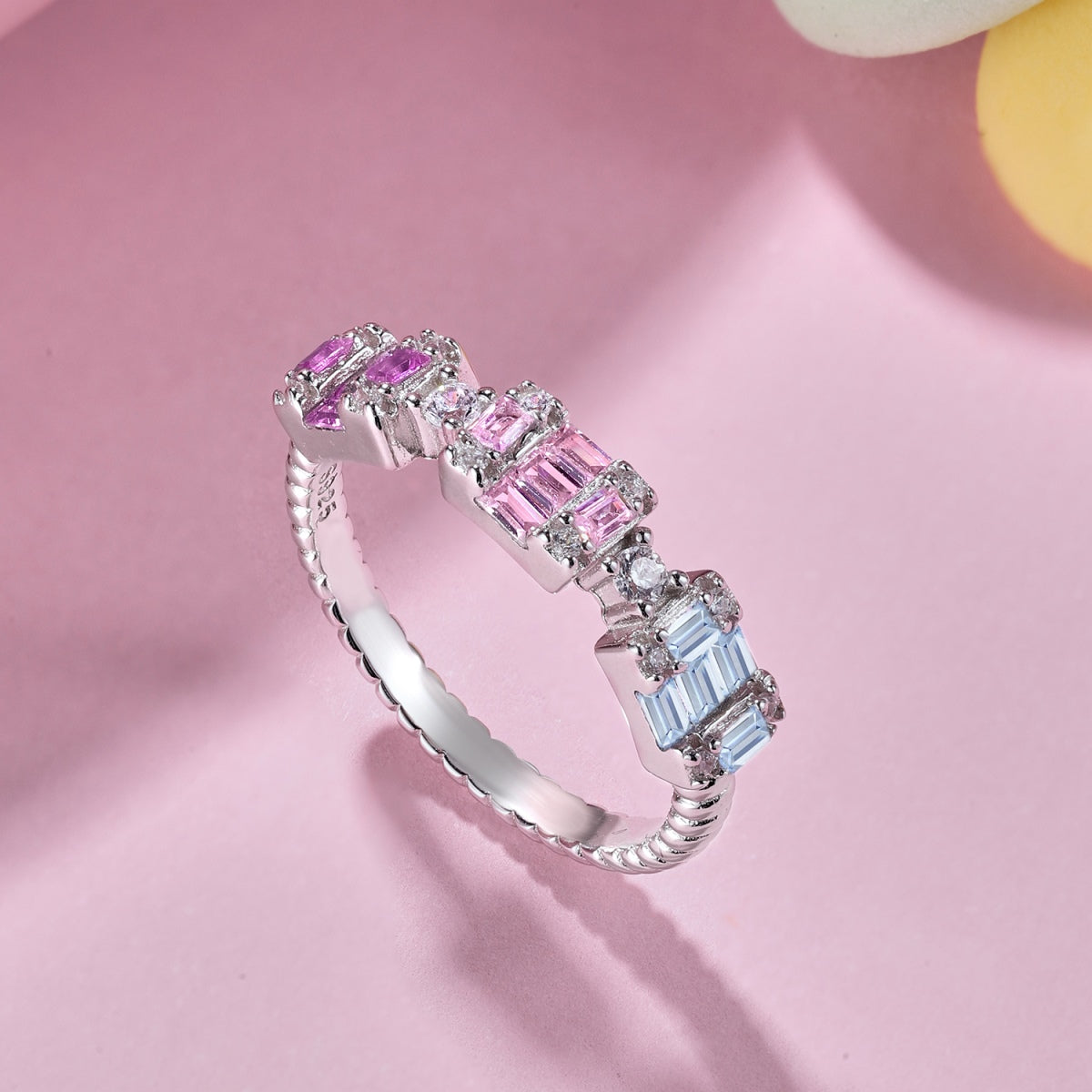 [Violet JW]Unique Colorful Emerald Cut Party Ring