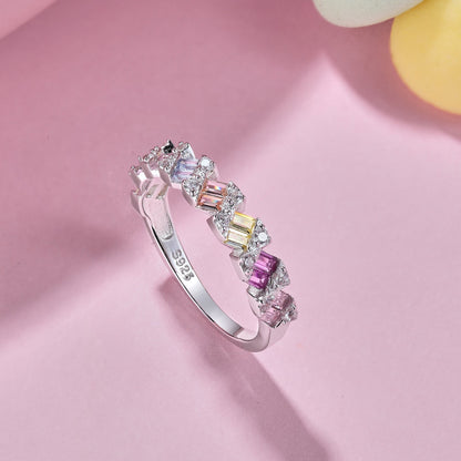 [Violet JW]Delicate Vibrant Emerald Cut Daily Ring