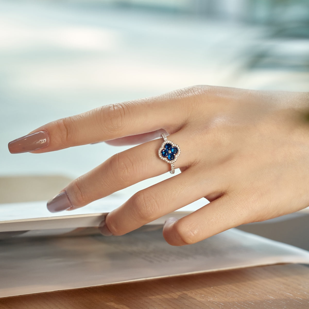 [Violet JW]Four Leaf Clover Flower Design Ring