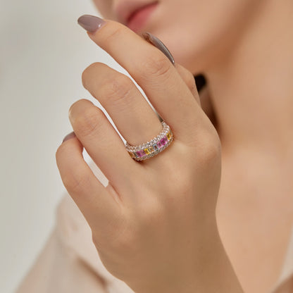 [Violet JW]Dainty Colorful Radiant Cut Daily Ring