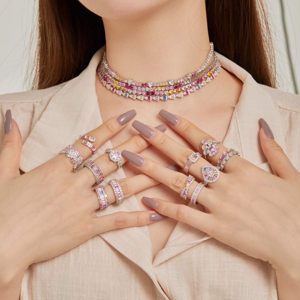 [Violet JW]Dainty Colorful Radiant Cut Daily Ring