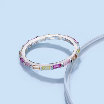 [Violet JW]Exquisite Multicolored Emerald Cut Daily Ring