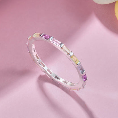 [Violet JW]Exquisite Multicolored Emerald Cut Daily Ring
