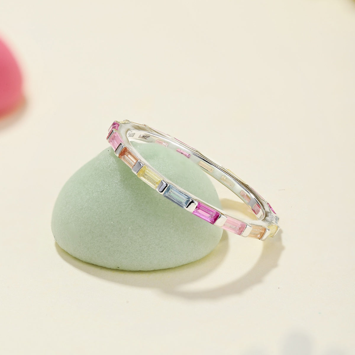 [Violet JW]Exquisite Multicolored Emerald Cut Daily Ring