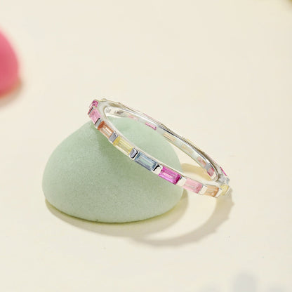 [Violet JW]Exquisite Multicolored Emerald Cut Daily Ring