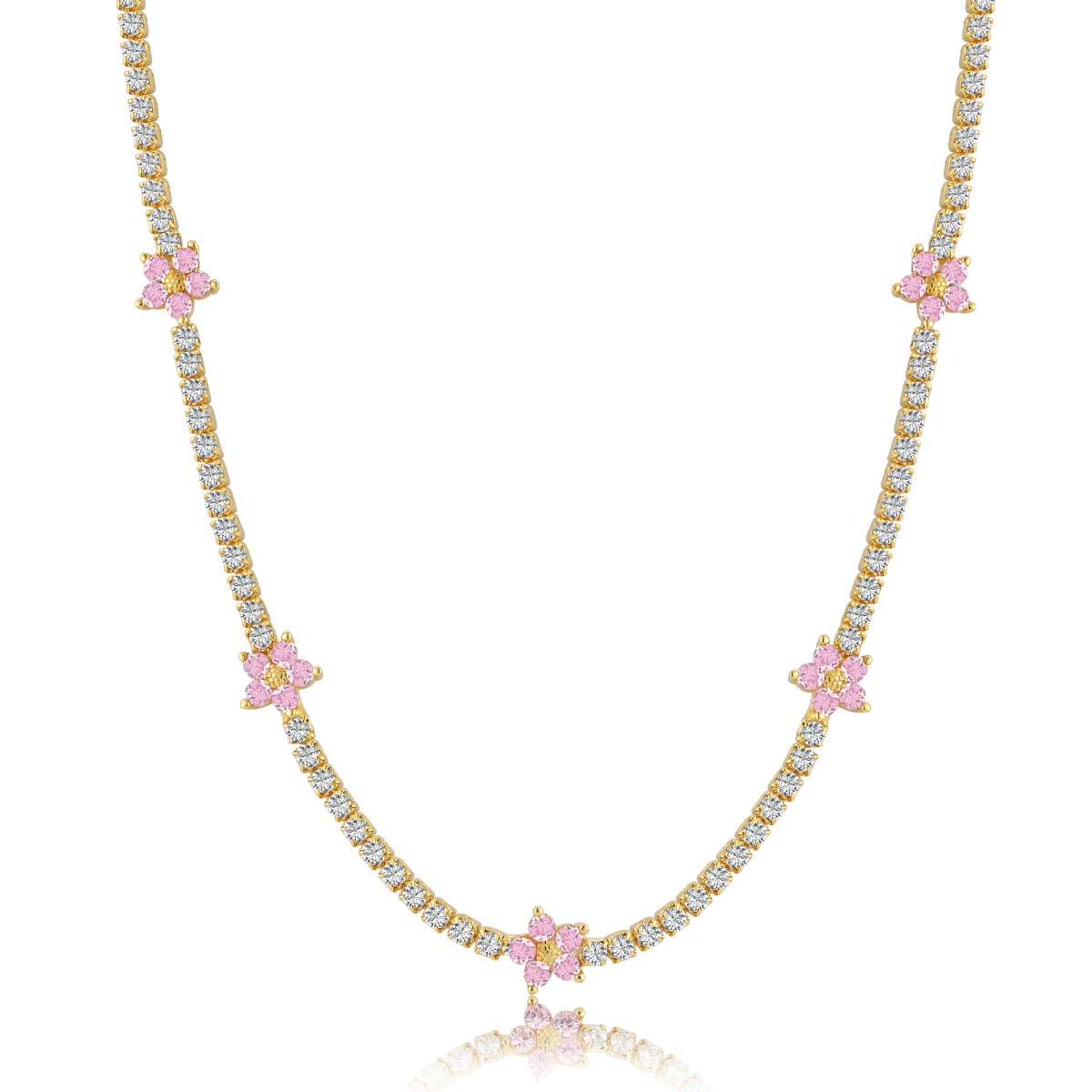[Violet JW]Luxurious Colorful Flower Tennis Necklace