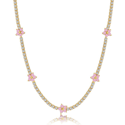 [Violet JW]Luxurious Colorful Flower Tennis Necklace