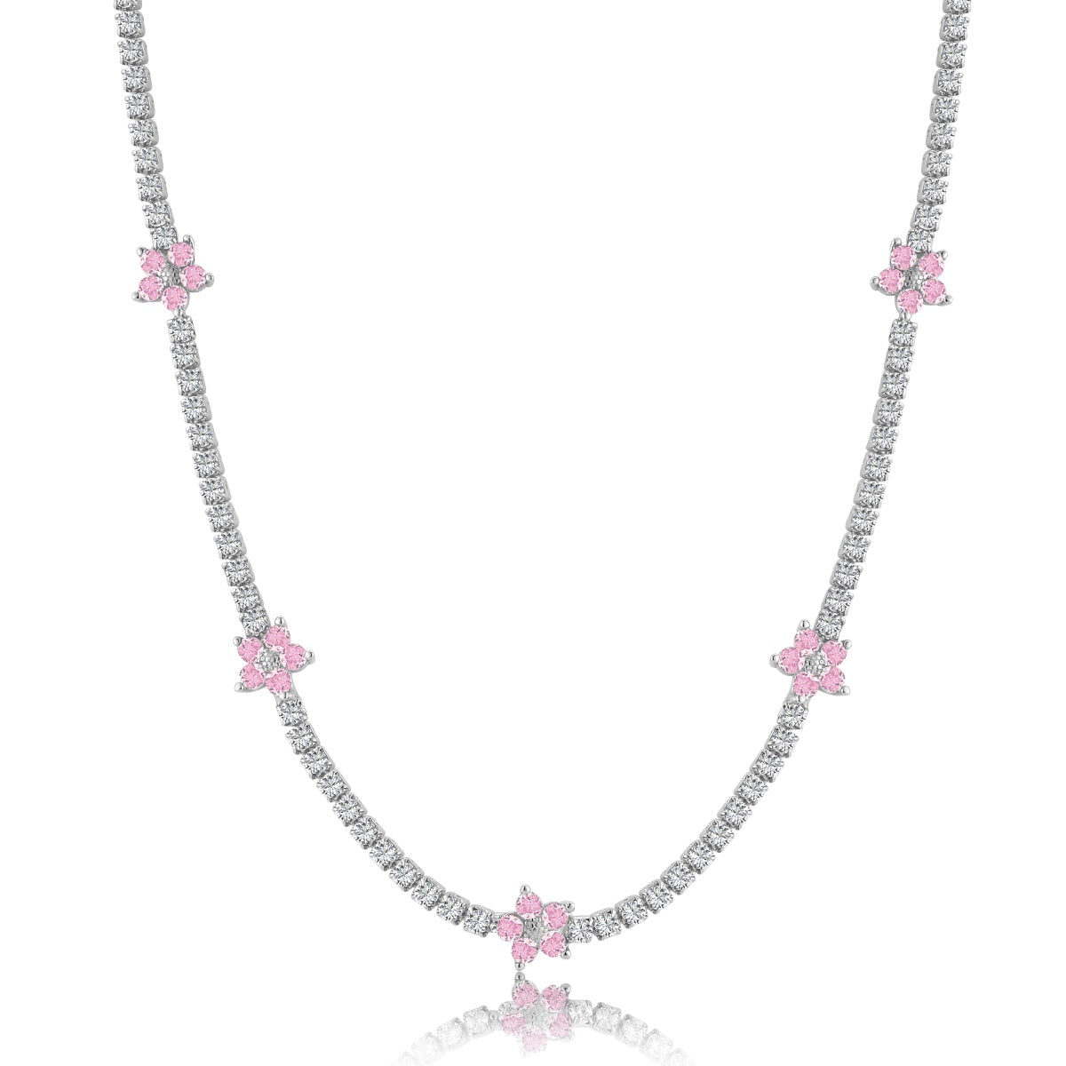 [Violet JW]Luxurious Colorful Flower Tennis Necklace