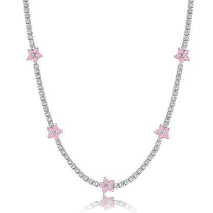 [Violet JW]Luxurious Colorful Flower Tennis Necklace