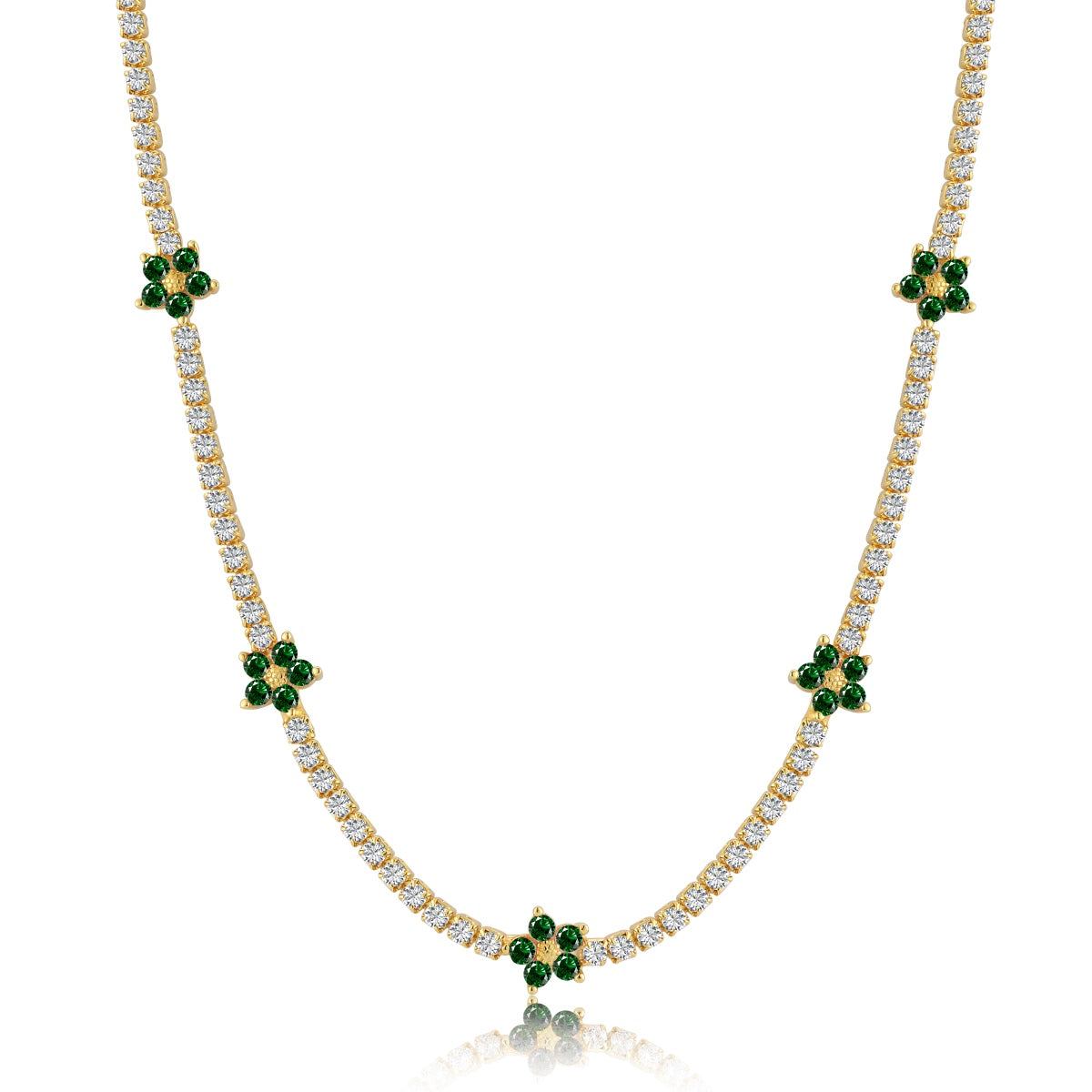 [Violet JW]Luxurious Colorful Flower Tennis Necklace