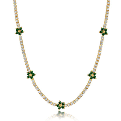 [Violet JW]Luxurious Colorful Flower Tennis Necklace
