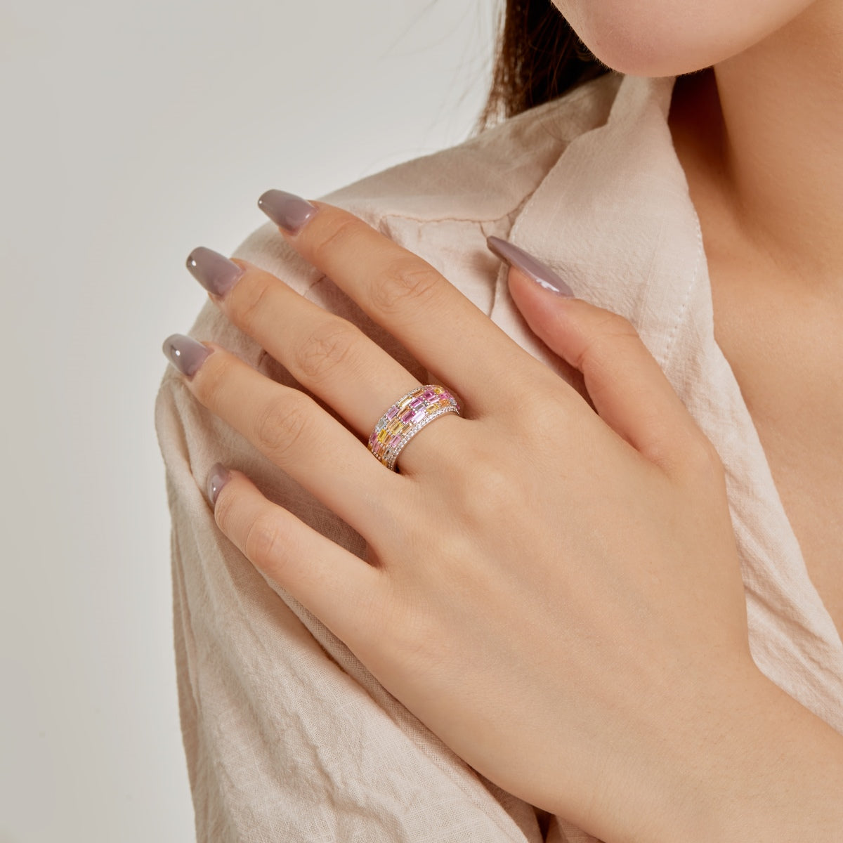[Violet JW]Radiant Colorful Radiant Cut Daily Ring