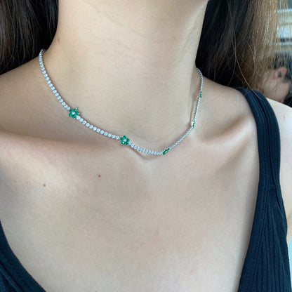 [Violet JW]Luxurious Colorful Flower Tennis Necklace