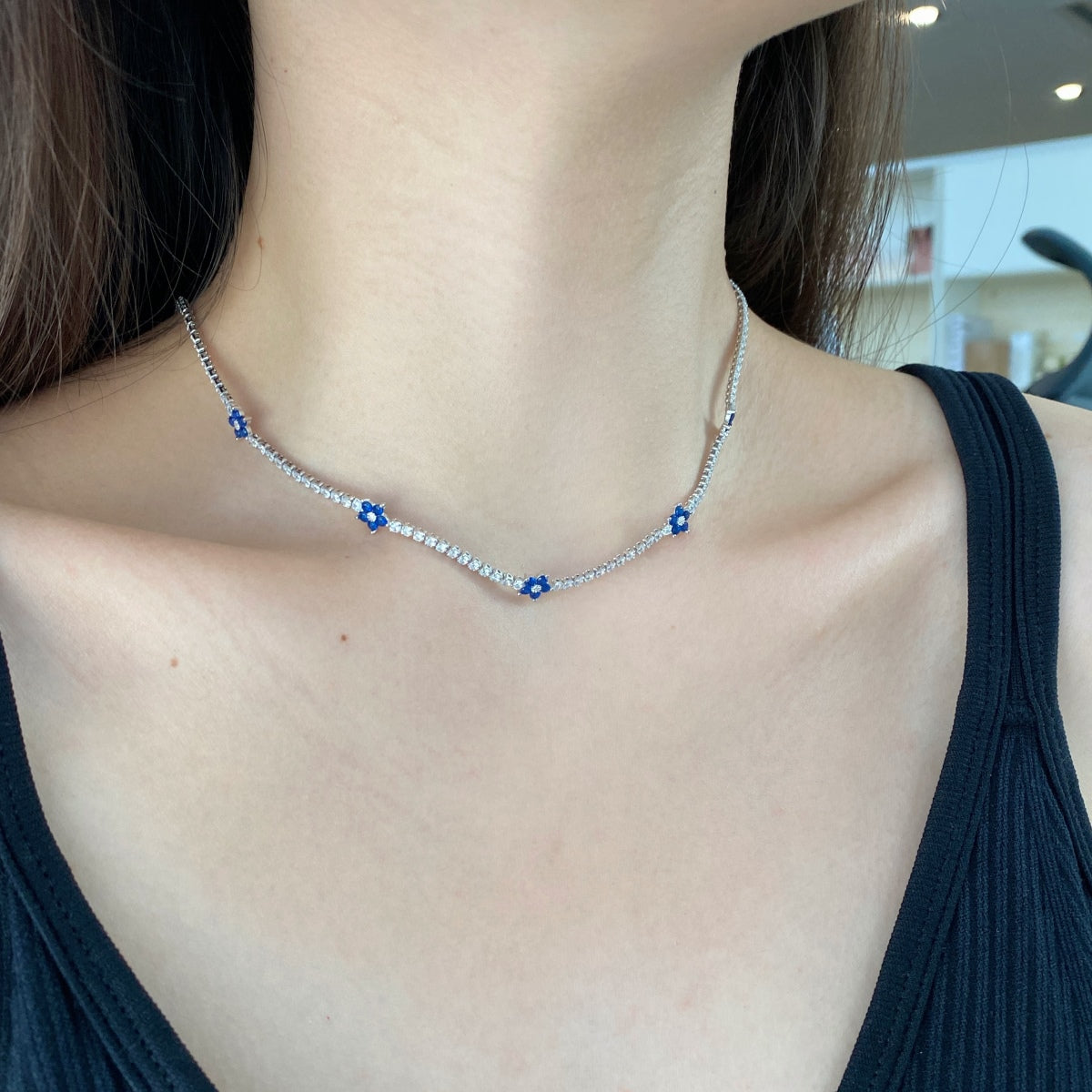 [Violet JW]Luxurious Colorful Flower Tennis Necklace