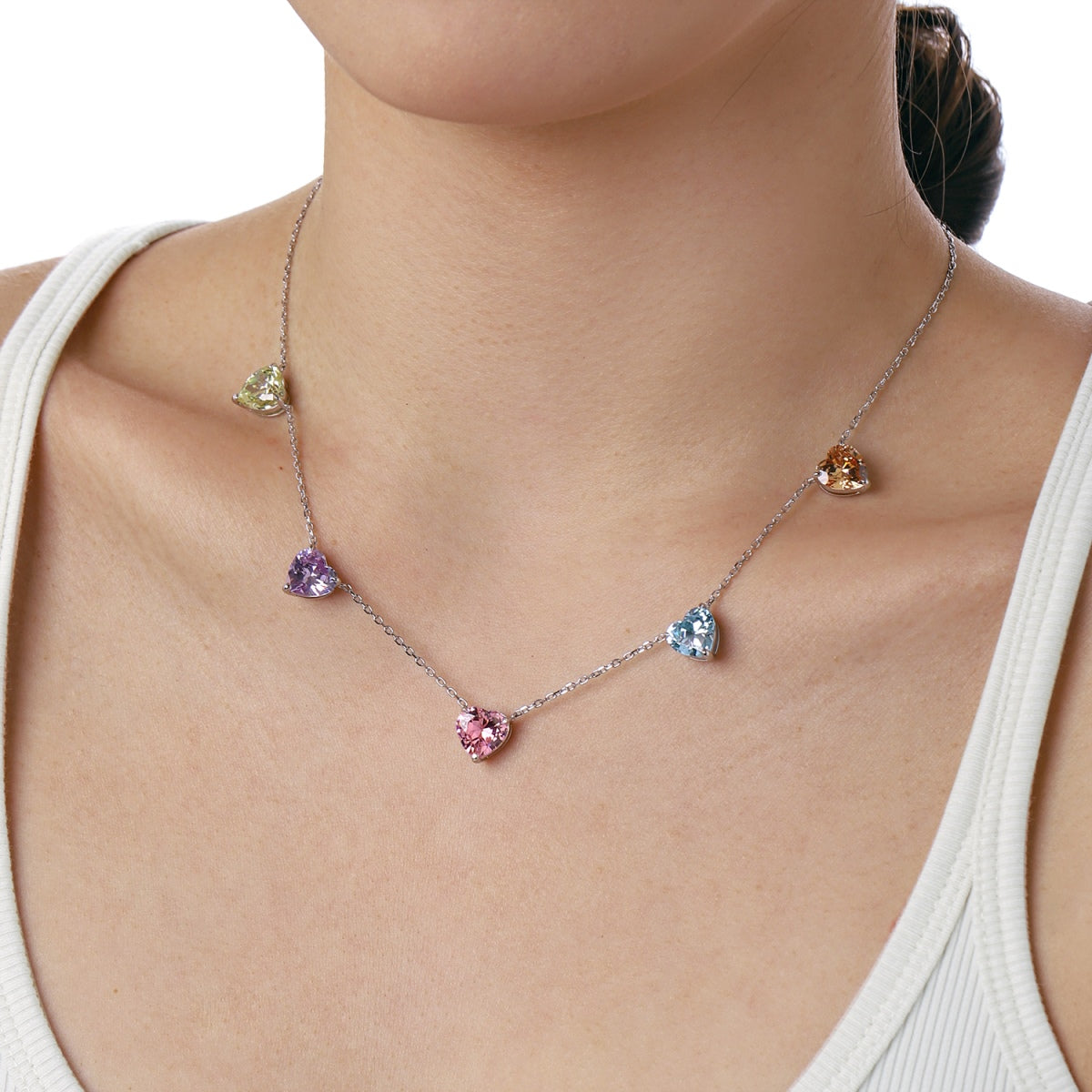 [Violet JW]Sparkling Colorful Heart Cut Necklace