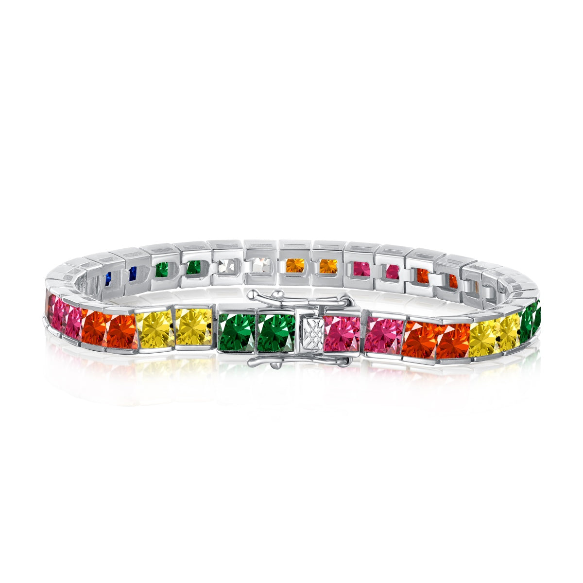 [Violet JW]Radiant Colorful Princess Cut Tennis Bracelet